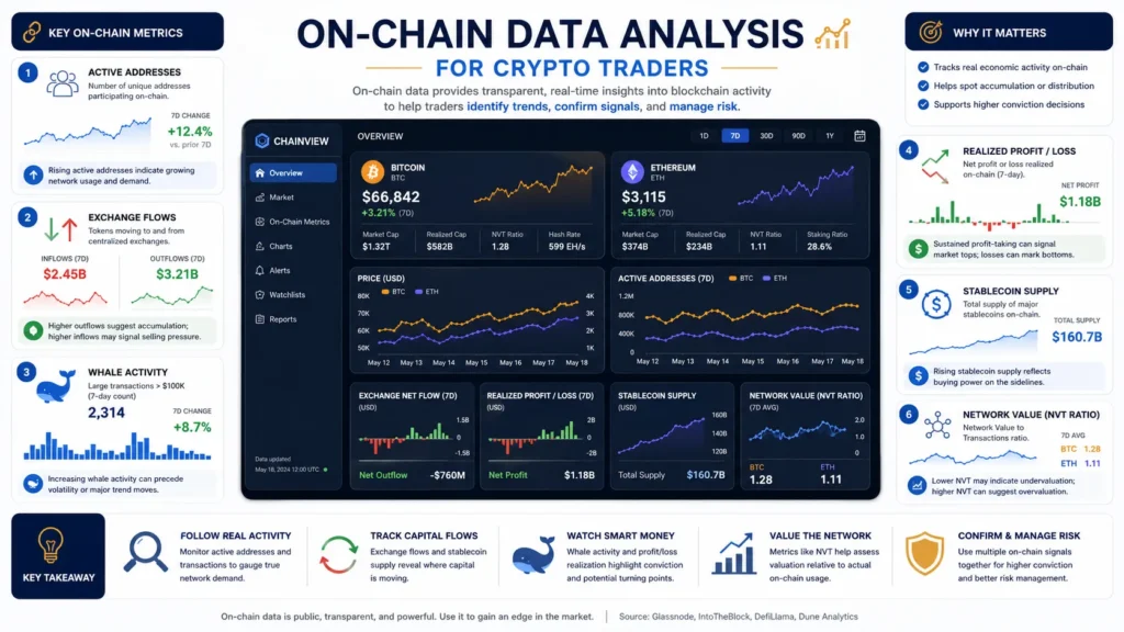 on-chain data analysis crypto traders metrics dashboard
