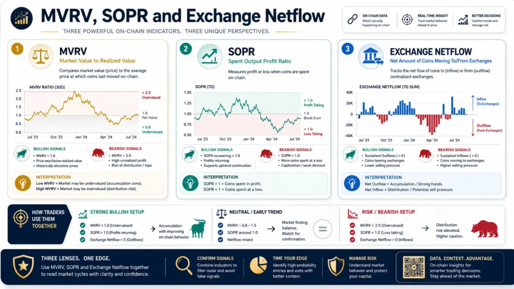 MVRV SOPR exchange netflow on-chain chart comparison
